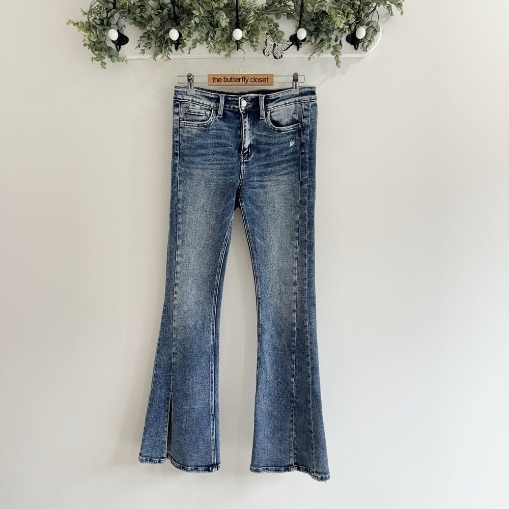 Flying Monkey high-rise flare jeans Split Hem Size 28 KD